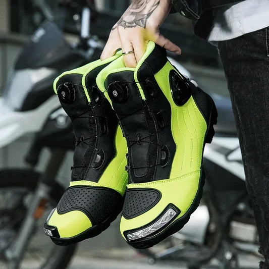 Motorcycle Riding Boots – Men’s & Women’s Anti-Slip Outdoor Racing Sneakers for Road & Mountain Cycling