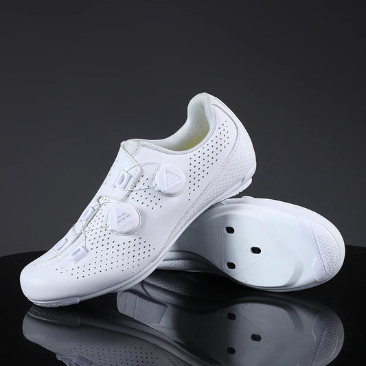 Men’s Road Cycling Shoes – White SPD Compatible Bike Sneakers with Cleats