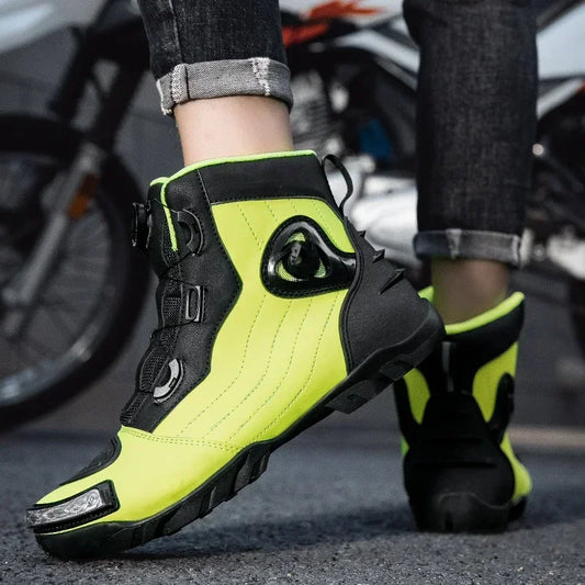 Motorcycle Riding Boots – Men’s & Women’s Anti-Slip Outdoor Racing Sneakers for Road & Mountain Cycling